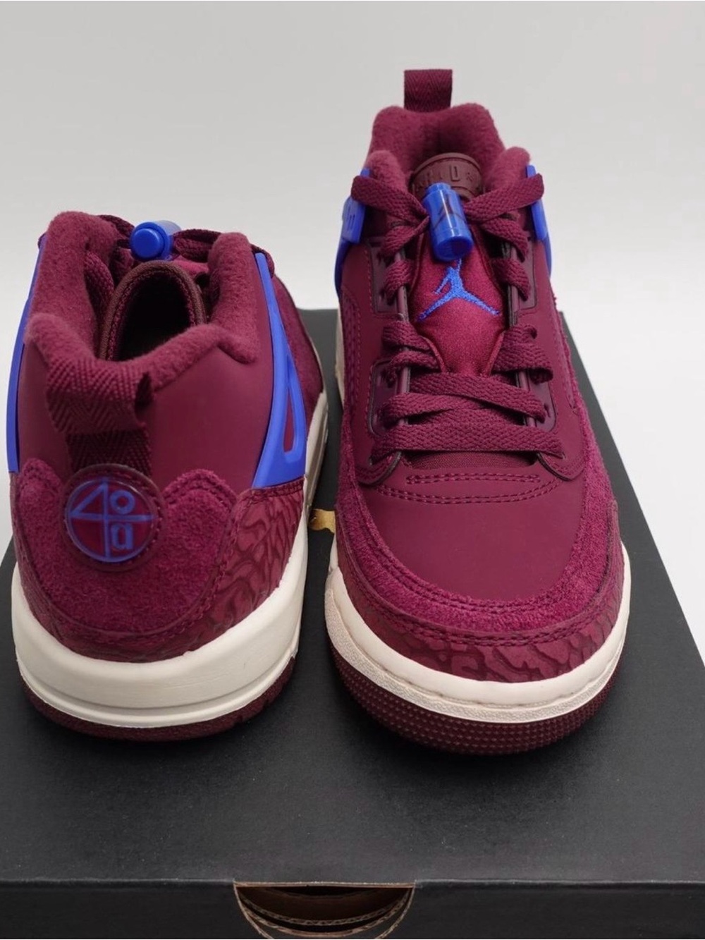 Jordan Spizike Big kids Unisex Burgundy and Royal Blue Low-Top Sneakers